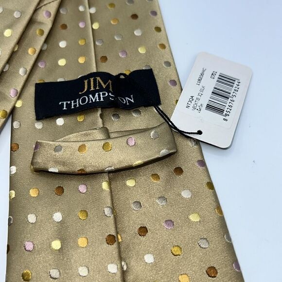 JIM THOMPSON Tan Polka Dot Silk Tie-NWT - Picture 5 of 6